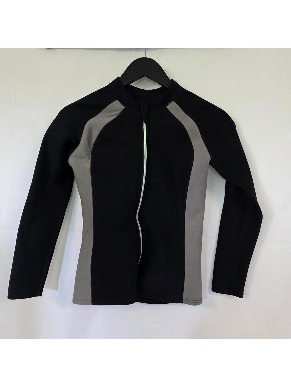 Black with gray side panels nylon & scr sweat top